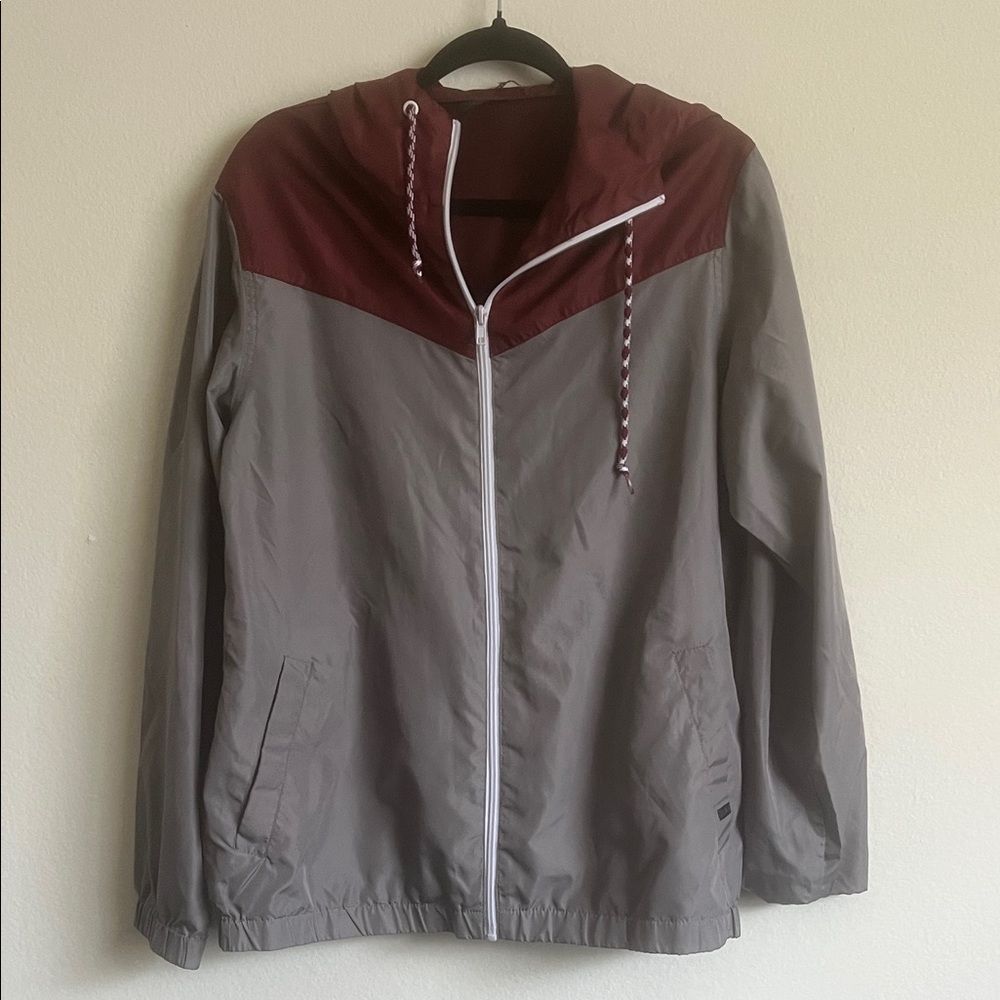 Zumiez Maroon and Gray Windbreaker